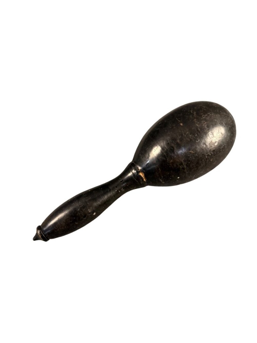 Vintage Black Wooden Sock Darner 6.5" | Antique Darning Egg with Solid Handle |